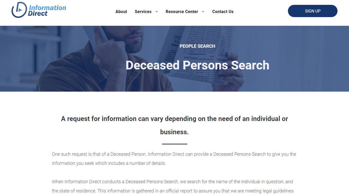 Deceased Persons Search | Information Direct